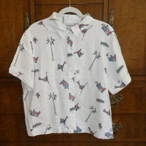 Linen Button Up Shirt Women’s Chico’s Size 3